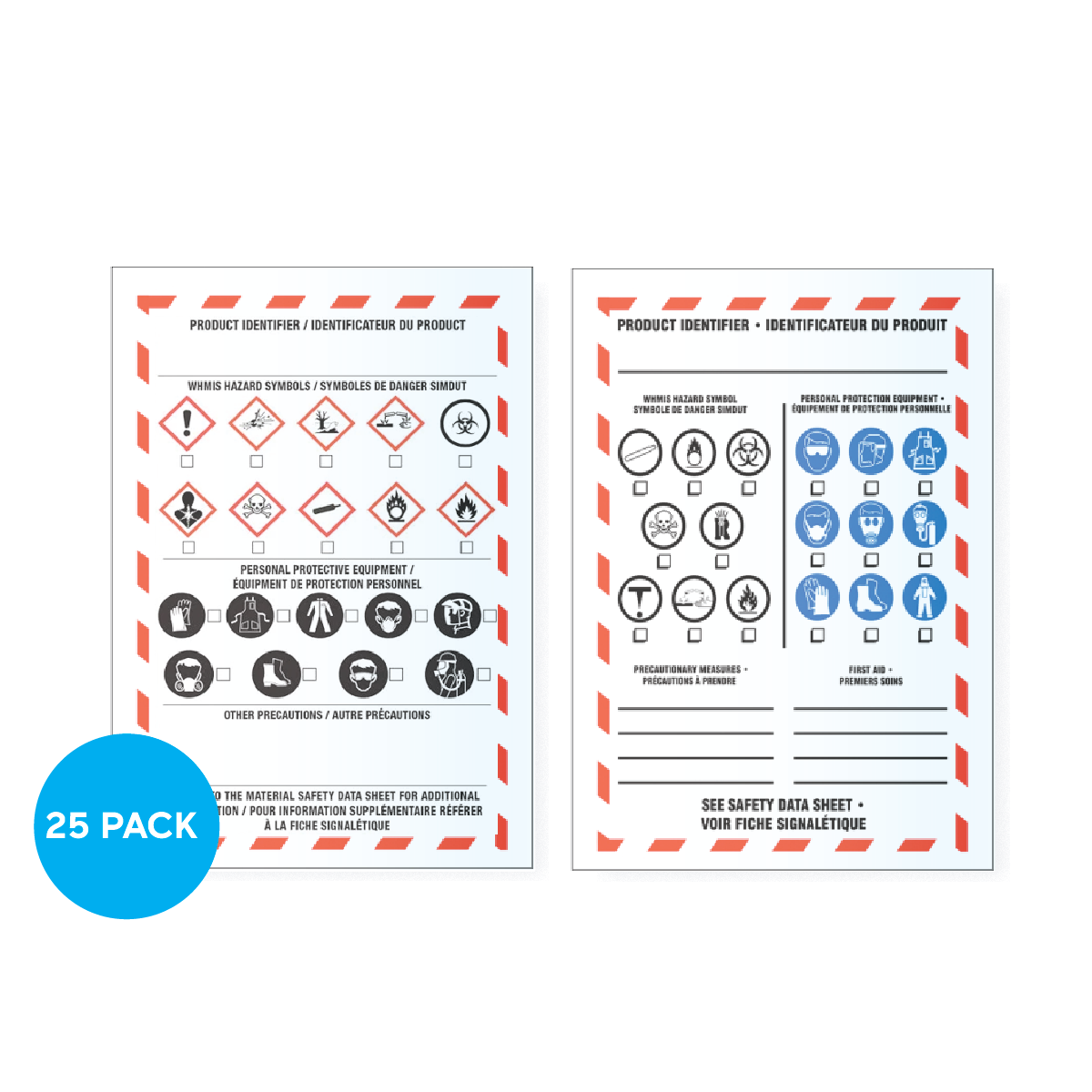 WHMIS GIS Labels (50 Pack) for Workplace Safety in Canada - Waterproof (Bilingual English/French) Étiquettes SIMDUT (Paquet de 50) pour la sécurité au travail
