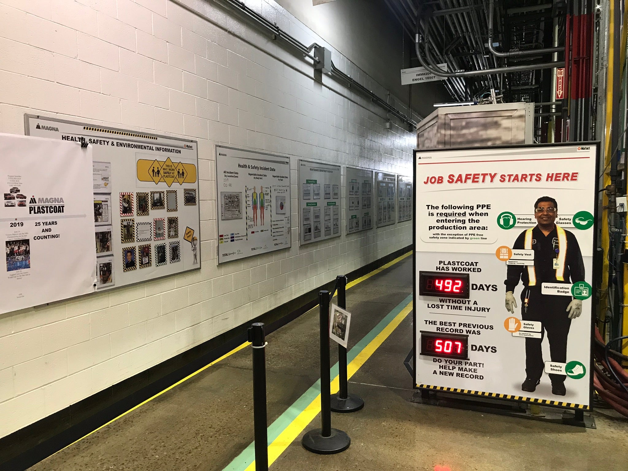 Digital Safety Scoreboard with Automatic Incident-Free Days Counter - Large 6' High (72") - Fully Custom Artwork - INDUSTRIAL GRADE - Includes (2) Automatic 4-Digit 4" LED Day counters with Wireless Remotes. For Rugged Environments.