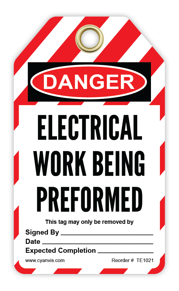 Safety Tag: Lockout - ELECTRICAL WORK BEING PERFORMED - CYANvisuals