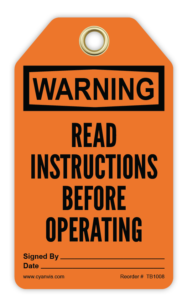 Safety Tag: Warning - READ INSTRUCTIONS BEFORE OPERATING - CYANvisuals