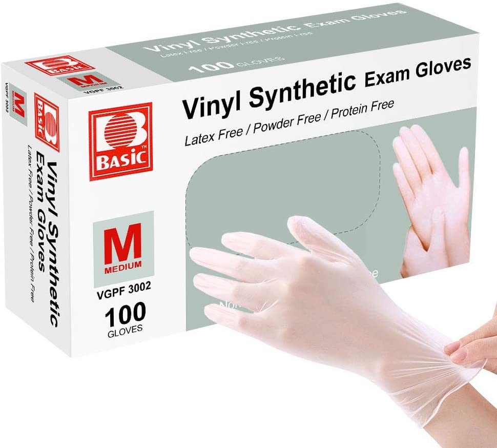 Vinyl Gloves - Disposable, Powder-Free, Box of 100 ( Case of 10 boxes) - CYANvisuals