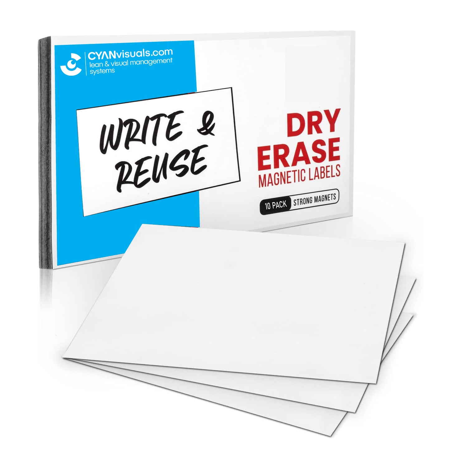 Dry Erase Magnetic Whiteboard Labels - White - Pack of 10