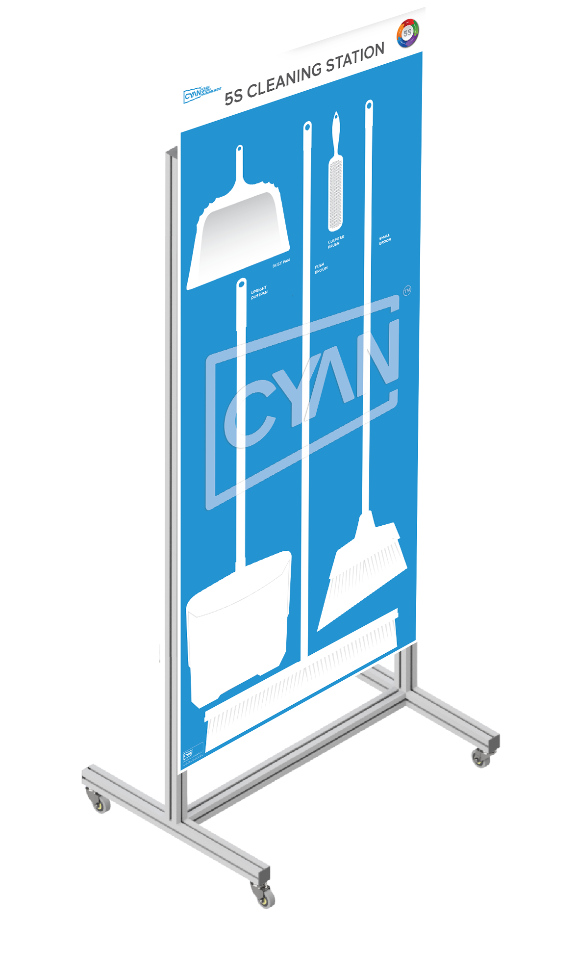 5S shadow board mobile frame stand, T-slot aluminum, CYANvisuals