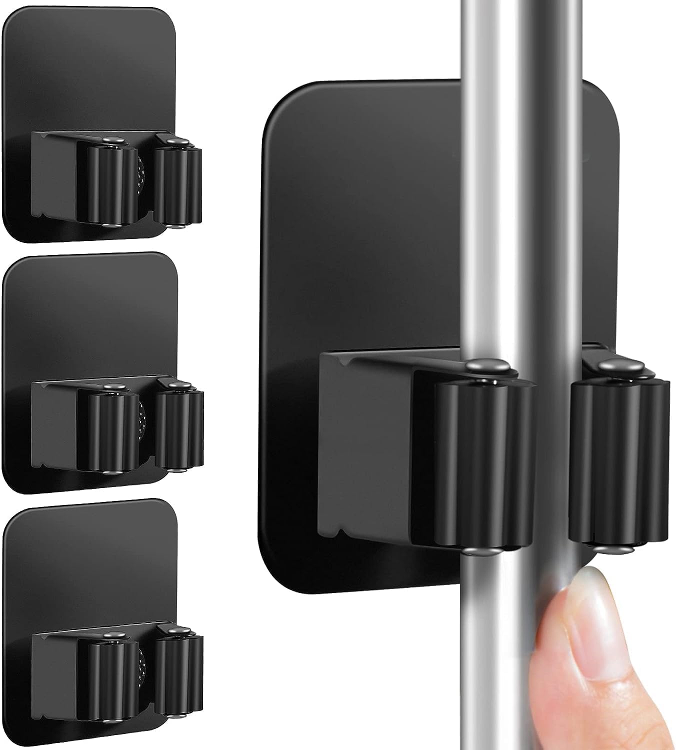 5S Shadow Board Wall Black Mount Broom/Mop Holder