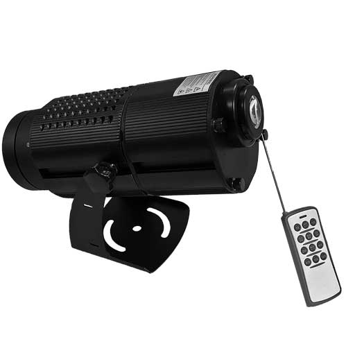 40W outdoor LED gobo projector with four-image gobo changer and remote control for switchable safety signage — CYANvisuals