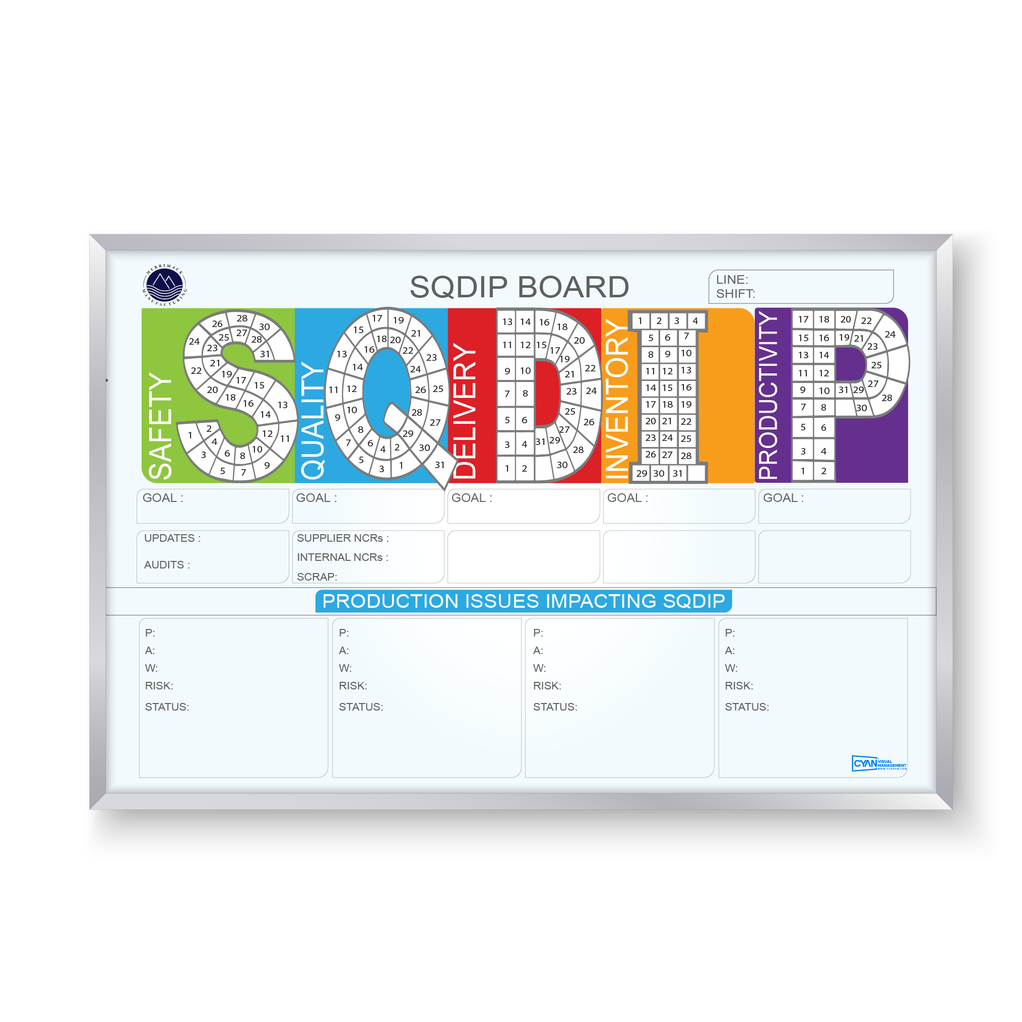 CYAN VISUAL MANAGEMENT BOARD SQDP