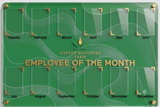 Custom Acrylic Employee of the Month Board — Architectural Clear Series with Metal Photo Corners