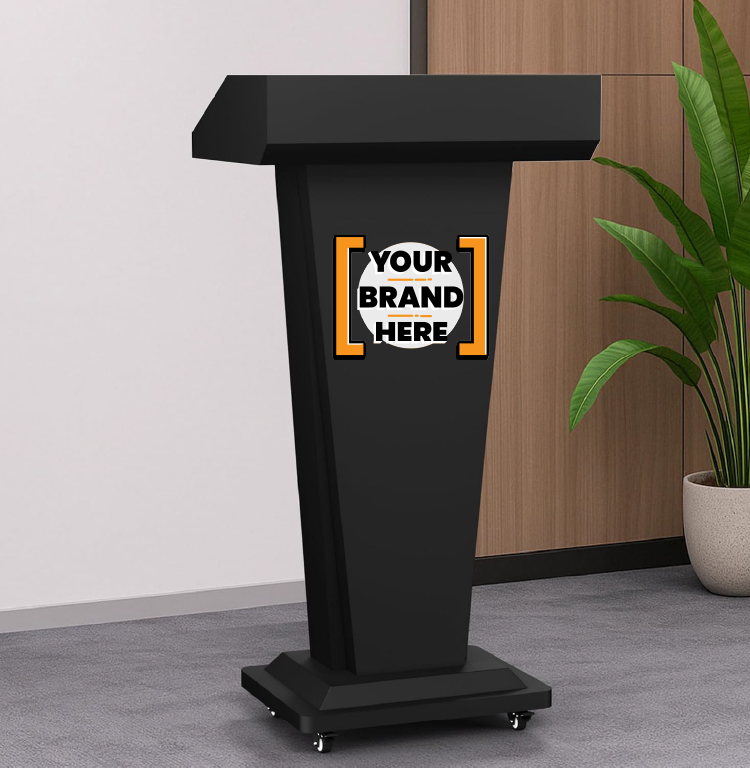 Custom Branded Mobile Lectern & Lean Communication Hub - Mobile Heavy Duty Metal Consturction