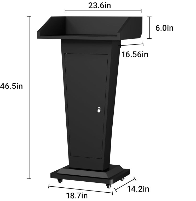 Custom Branded Mobile Lectern & Lean Communication Hub - Mobile Heavy Duty Metal Consturction