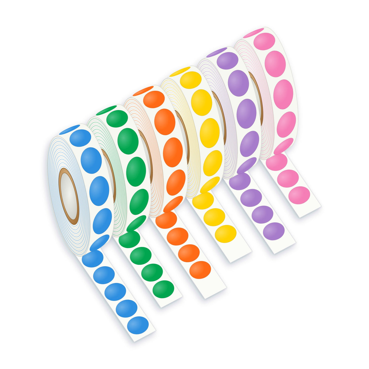 Blank Colour-Coding Dots - 1" Round - Waterproof Vinyl - Solid Colour - Bulk