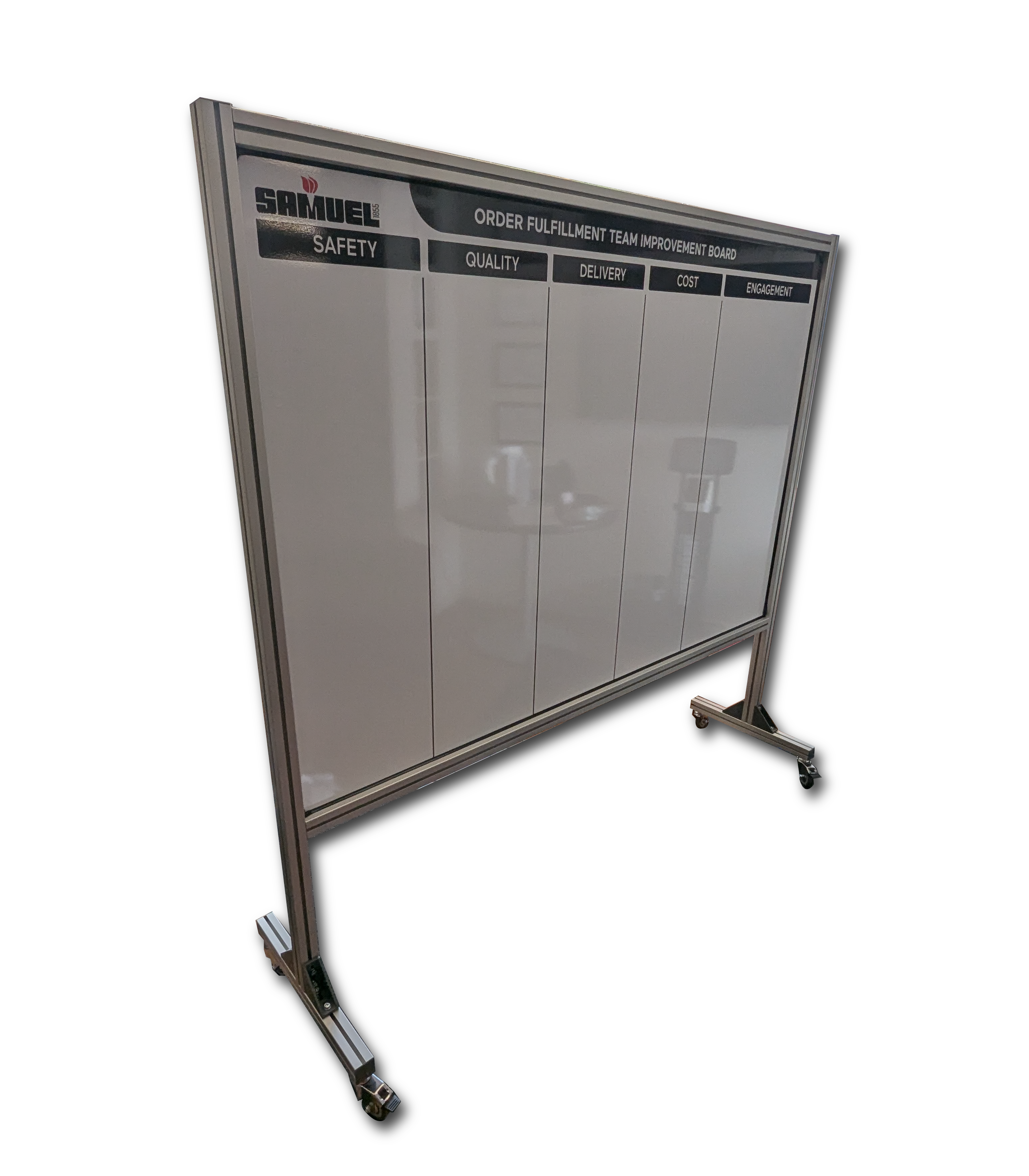 Heavy-Duty Mobile Whiteboard with Rolling Stand | 8-Foot 96-inch T-Slot Aluminum Frame | Free Custom Artwork | Single Sided.