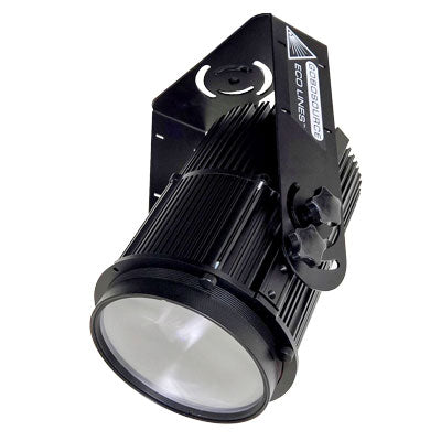 80W three-colour focusable virtual line projector projecting red, green and yellow floor marking lines — CYANvisuals