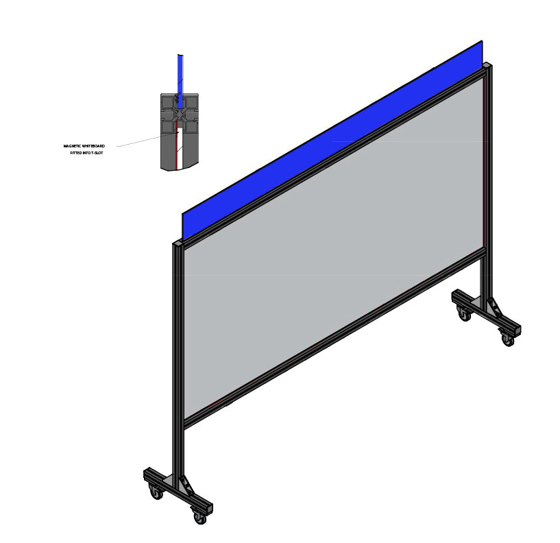 Heavy-Duty Mobile Whiteboard with Rolling Stand | 10-Foot 120-inch T-Slot Aluminum Frame | Free Custom Artwork | Single Sided.