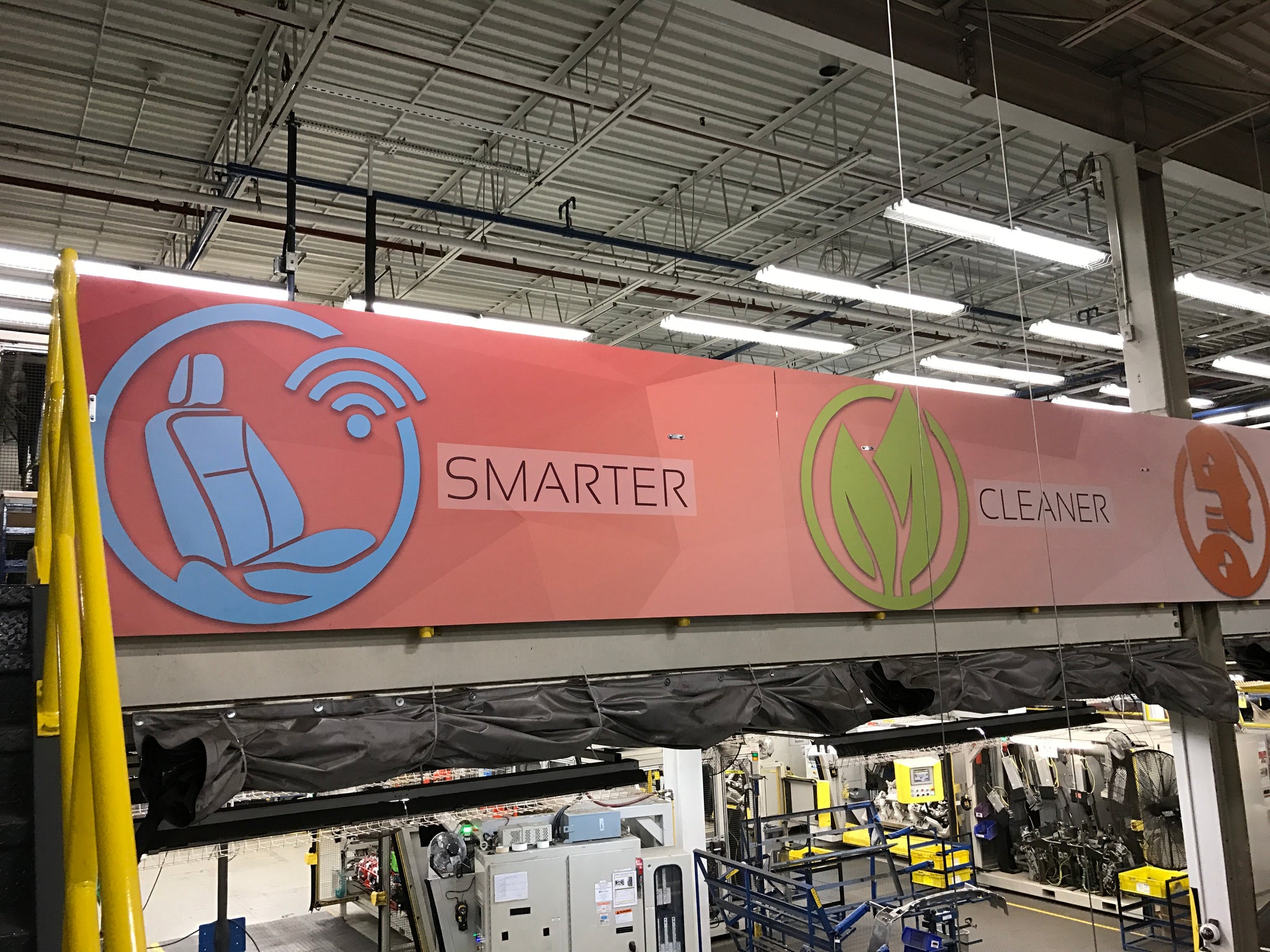 Free Design | Custom Factory Shop Floor Production Line Wayfinding Signs: Single-Sided Durable Corrugated Plastic, Hanging, Grommets