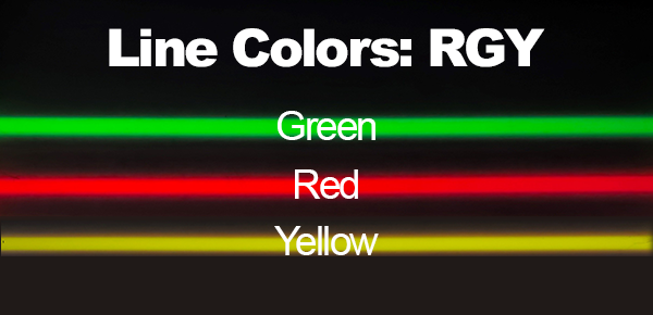 ECO Lines™ - Color Changing 150Watt LED Virtual Line Projector - RED GREEN YELLOW - 3 to 6 inch Width - Adjustable Lenth