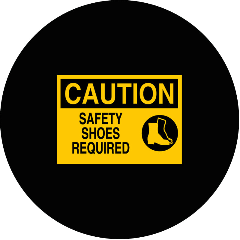 Projected safety shoes required gobo for marking mandatory protective footwear areas — CYANvisuals