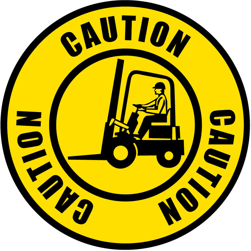Projected forklift traffic caution gobo in wide span format for broad aisle approaches — CYANvisuals