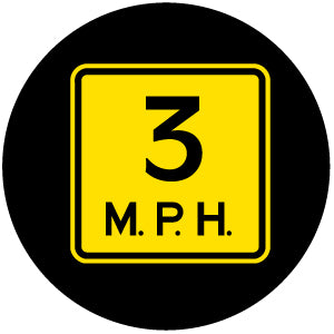 Projected 3 MPH speed limit gobo for enforcing forklift speed limits inside facilities — CYANvisuals