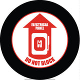 Projected DO NOT BLOCK gobo for keeping clearance in front of electrical panels — CYANvisuals