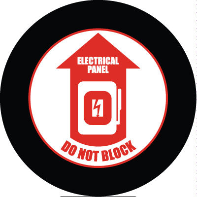 Projected DO NOT BLOCK gobo for keeping clearance in front of electrical panels — CYANvisuals