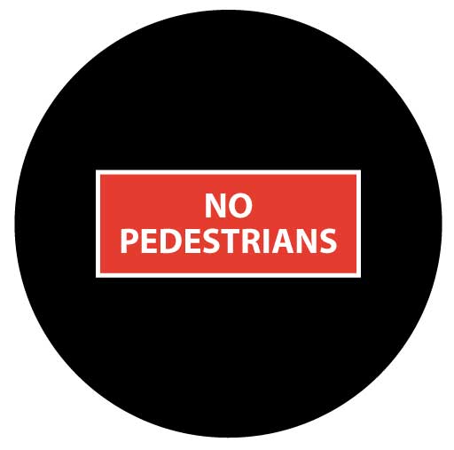 Projected no pedestrians gobo in rectangular format for doorways and equipment access routes — CYANvisuals