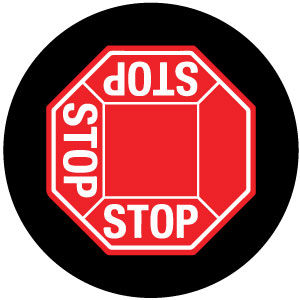 Projected 3-way STOP gobo for controlling forklift traffic at three-way aisle junctions — CYANvisuals