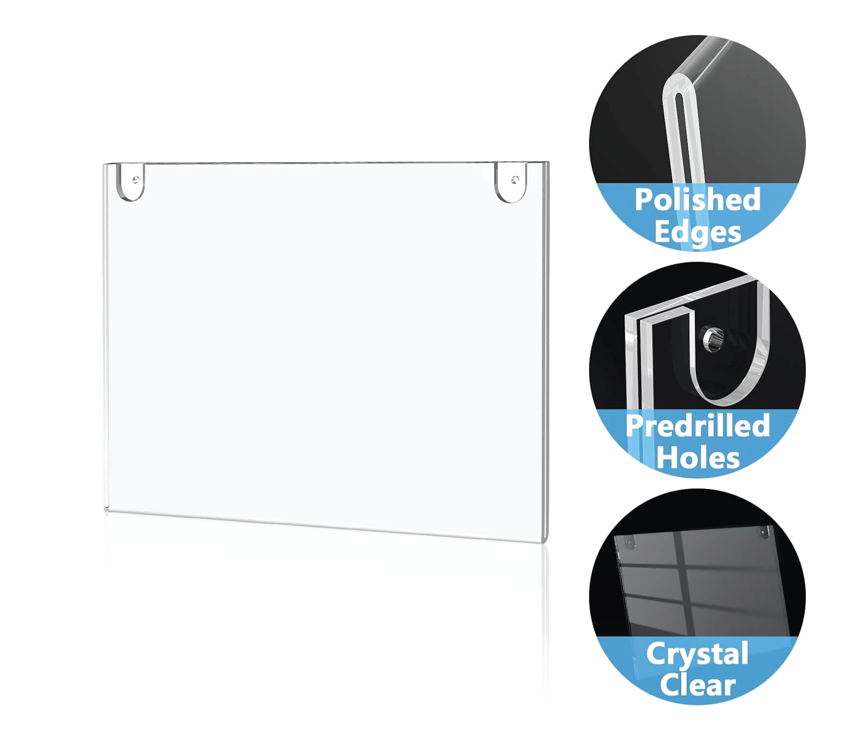 10 Pack - Wall Mount Clear Acrylic Plastic Document Display - Plexiglass Sheet Protector - Industrial Grade