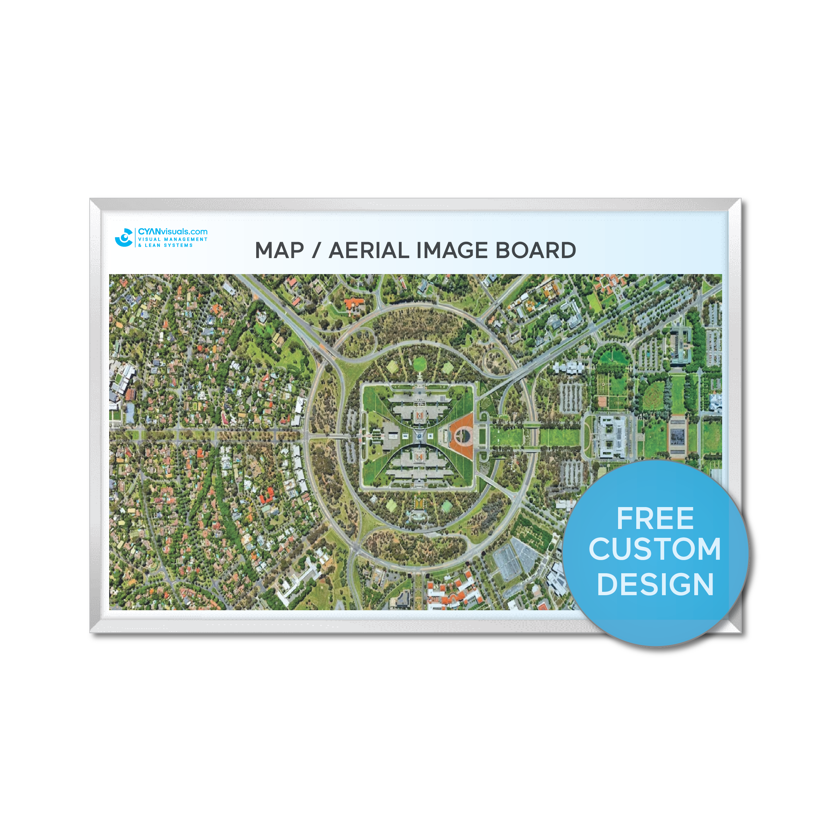 FREE DESIGN | Custom Map Dry Erase Board - Industrial Grade | Non- Magnetic Whiteboard