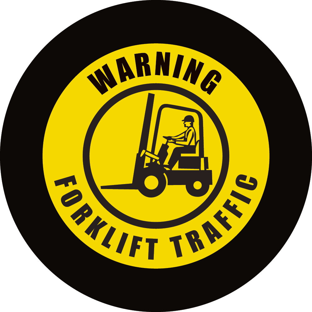 Projected yellow forklift traffic WARNING gobo for busy loading and staging areas — CYANvisuals