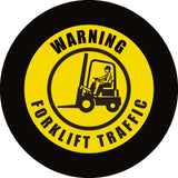 Projected yellow forklift traffic WARNING gobo for busy loading and staging areas — CYANvisuals