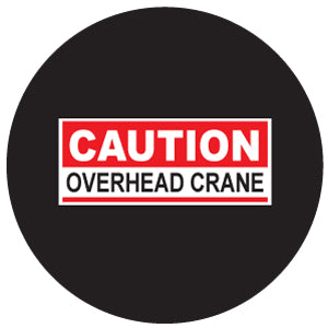 Projected overhead crane CAUTION gobo for marking crane travel paths and lift zones — CYANvisuals