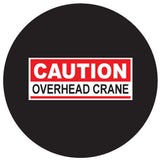 Projected overhead crane CAUTION gobo for marking crane travel paths and lift zones — CYANvisuals