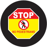 Projected STOP no pedestrians gobo for forklift traffic zones closed to foot traffic — CYANvisuals