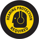 Projected hearing protection required gobo with earplug symbol for noise-controlled work areas — CYANvisuals