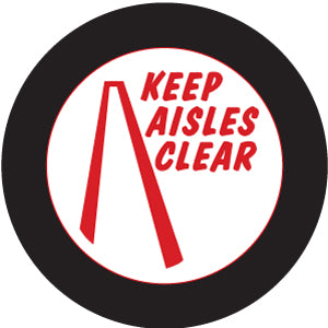 Projected keep aisles clear gobo in red and white for emergency egress routes and fire lanes — CYANvisuals