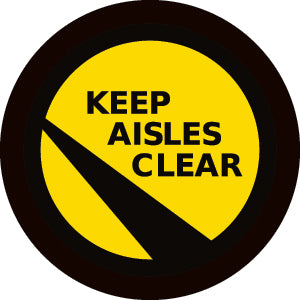 Projected yellow keep aisle clear gobo for keeping egress routes and pick aisles unobstructed — CYANvisuals