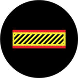 Projected hatched crosswalk gobo in yellow and red for high-visibility pedestrian crossings — CYANvisuals
