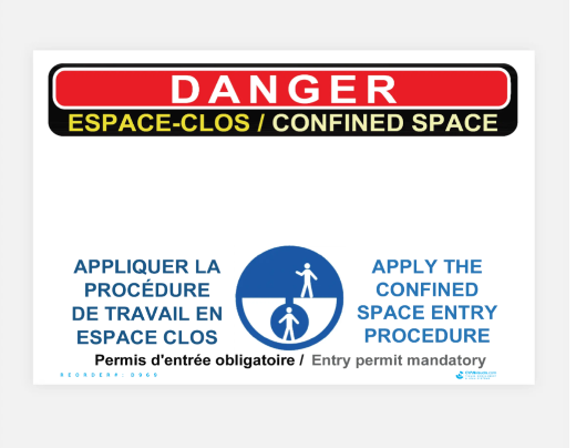 Bilingual Safety Sign [English | French]  Danger - CONFINED SPACE - ESPACE-CLOS
