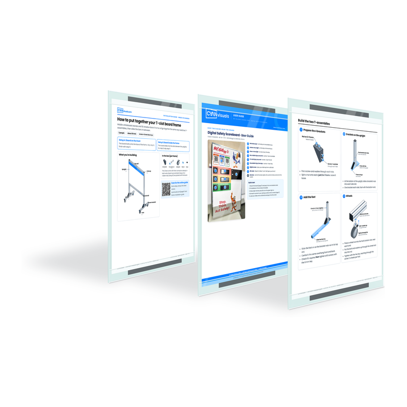 Clear acrylic magnetic document holders with work instructions
