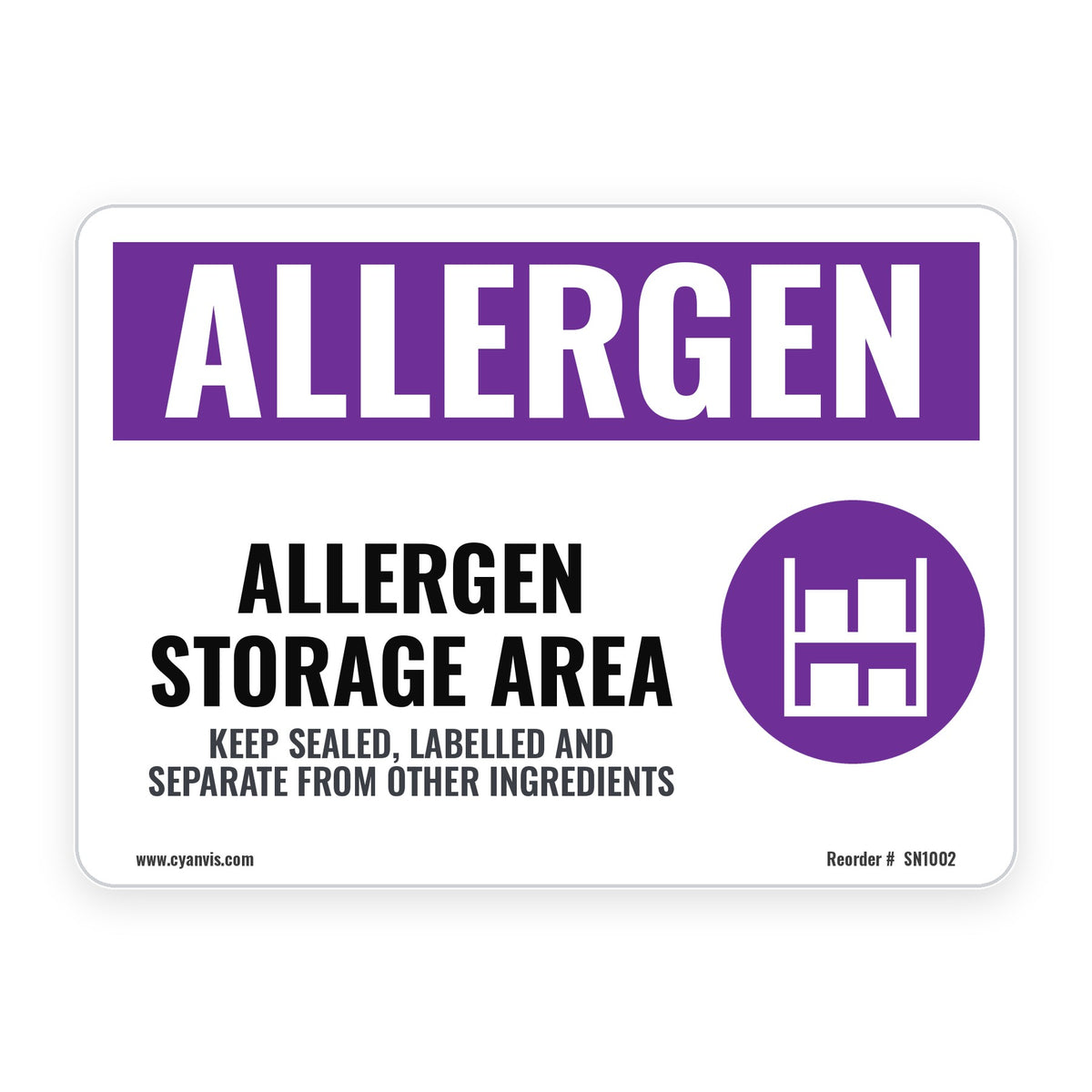 ALLERGEN STORAGE AREA – Allergen Sign – CYANvisuals