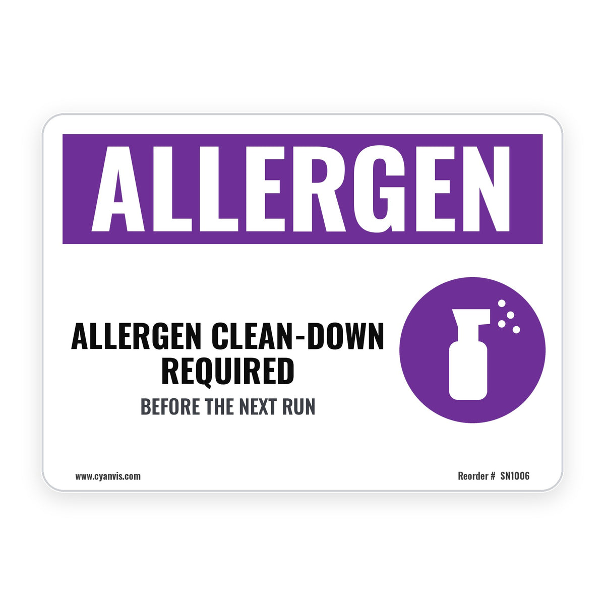 ALLERGEN CLEAN-DOWN REQUIRED – Allergen Sign – CYANvisuals