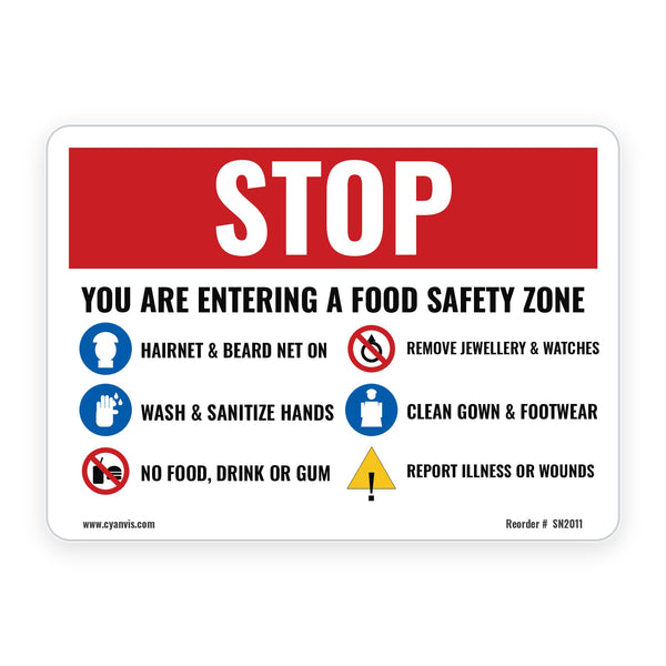 STOP – YOU ARE ENTERING A FOOD SAFETY ZONE – Food Safety Sign – CYANvisuals