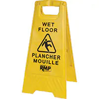 Safety Wet Floor Sign, Bilingual with Pictogram [English/ Spanish]