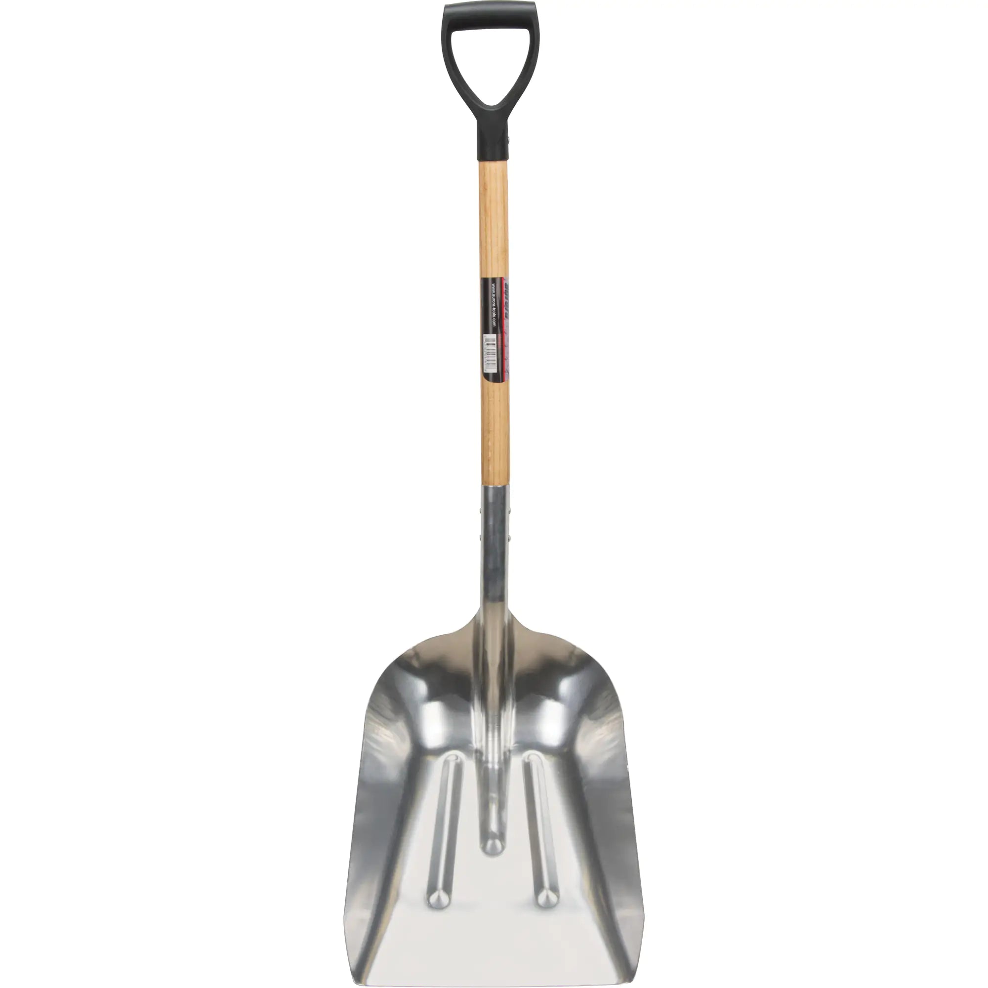 Scoop Shovel, Wood, Aluminum Blade, D-Grip Handle, 24-1/2