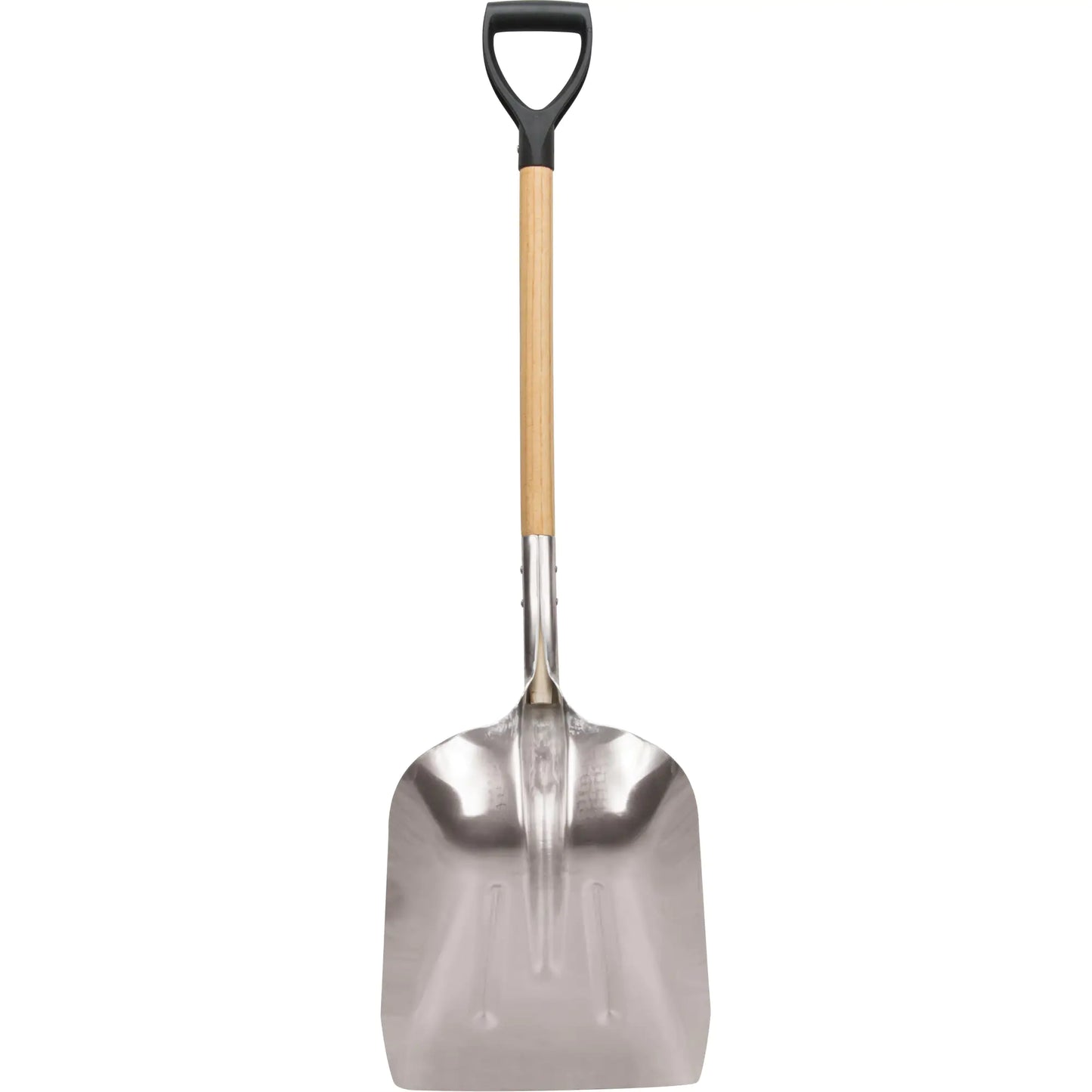 Scoop Shovel, Wood, Aluminum Blade, D-Grip Handle, 24-1/2" Length