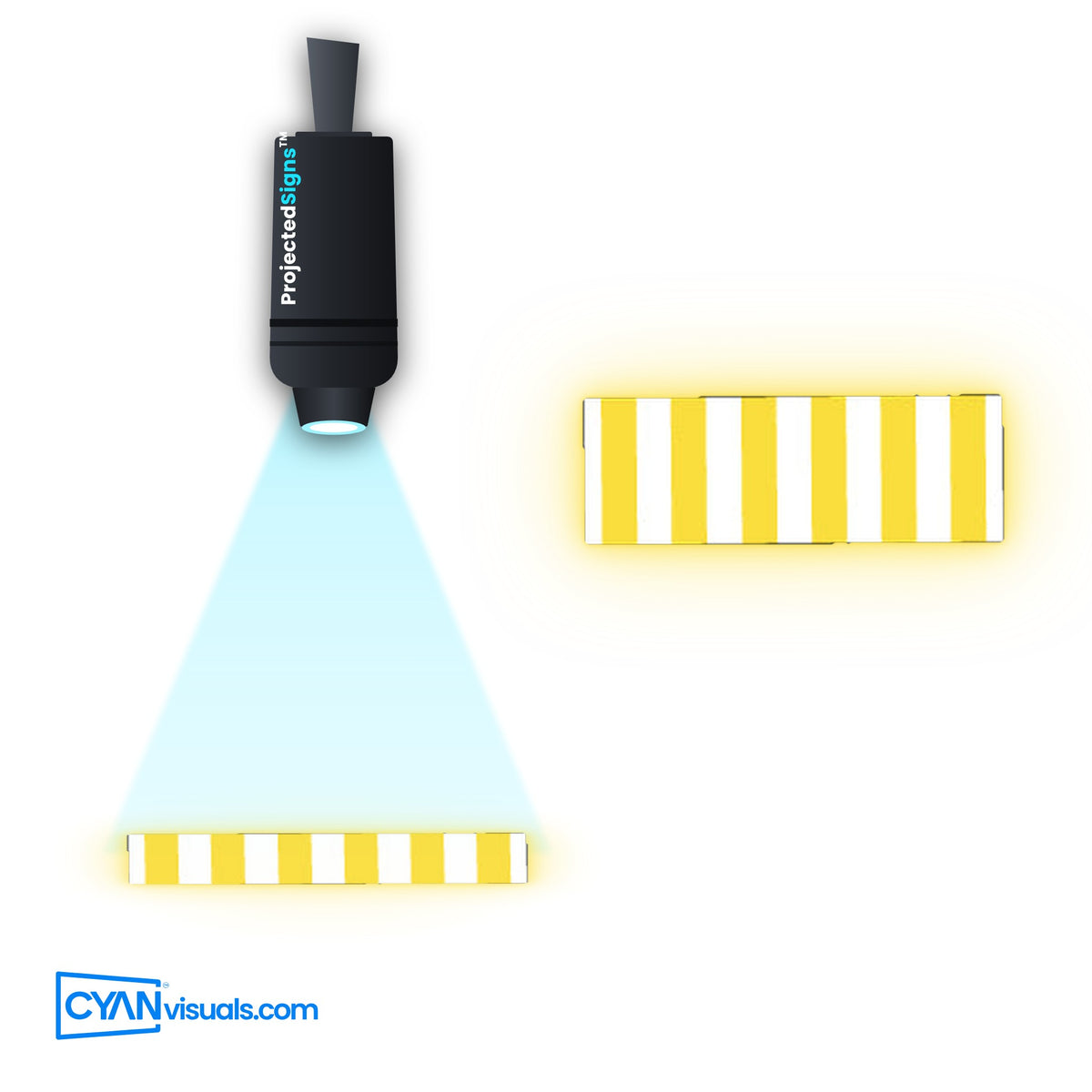 Crosswalk Diagonal gobo projected on the floor by a ProjectedSigns LED sign projector