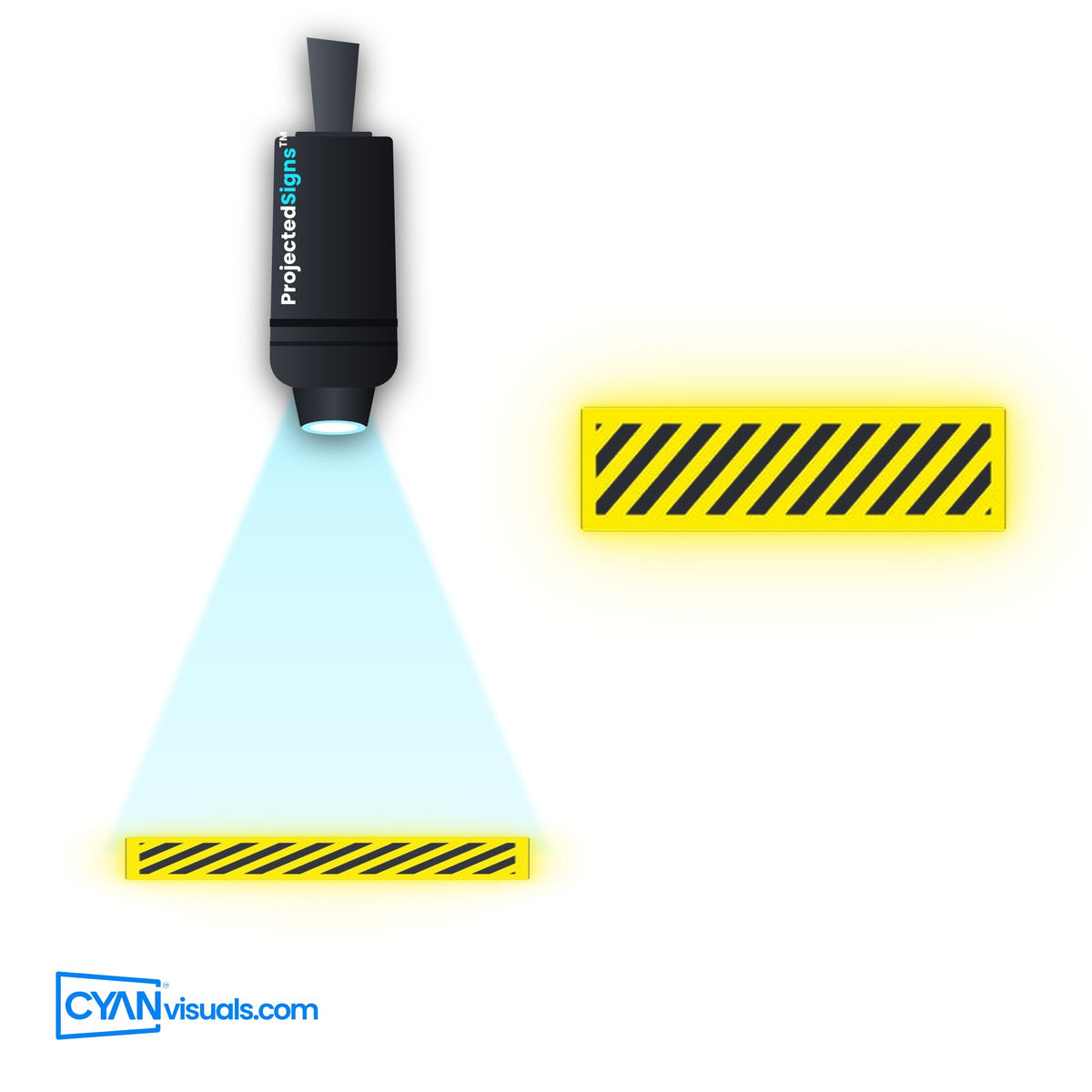 Crosswalk Hatched gobo projected on the floor by a ProjectedSigns LED sign projector