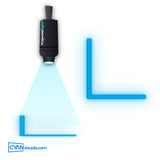 Standard Corner 45° gobo projected on the floor by a ProjectedSigns LED sign projector