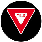 Projected YIELD triangle gobo for merging aisles and forklift right-of-way control — CYANvisuals