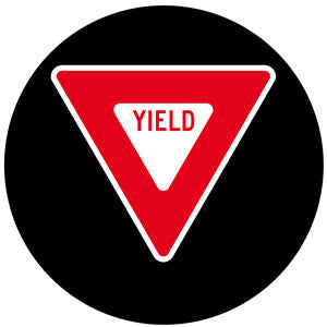 Projected YIELD triangle gobo for merging aisles and forklift right-of-way control — CYANvisuals